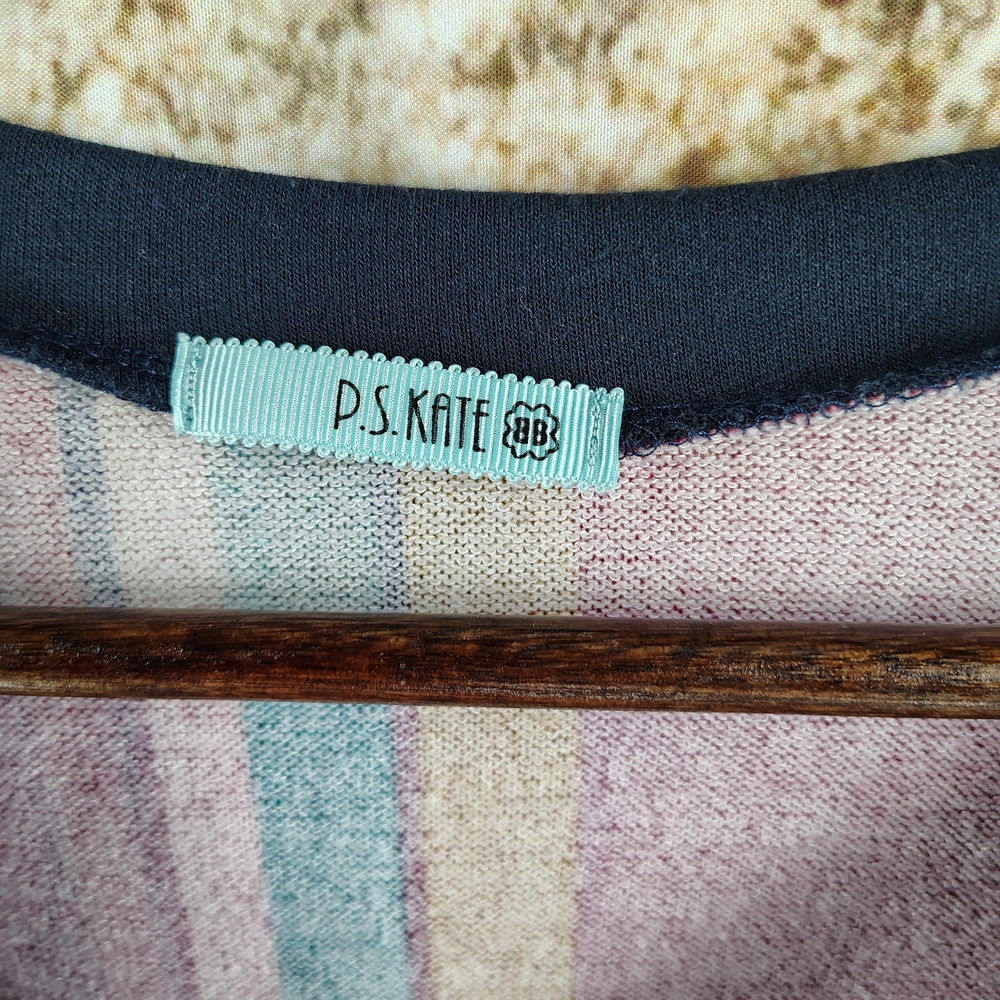 P. S. Kate Colorful Plaid Long Sleeve Top Women's Size Large - Picture 4 of 7